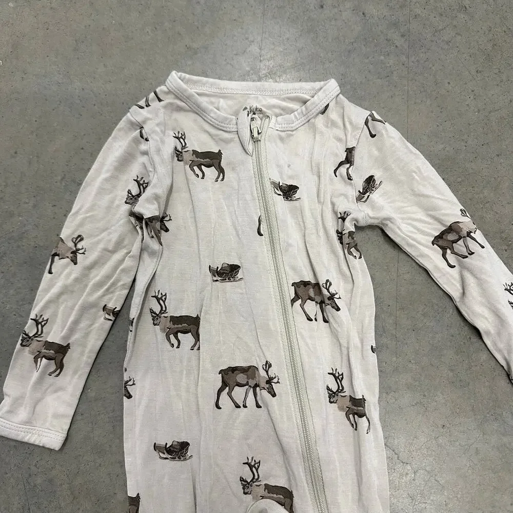 Kyte Baby Bamboo Zippered Footie Sleeper Pajamas Reindeer Deer 12-18M